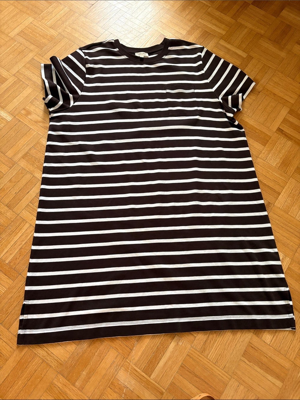 Haven well within Brown& White Striped T-Shirt Dress